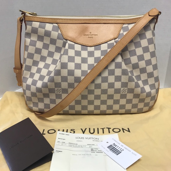 Louis Vuitton Handbags - Louis Vuitton Siracusa Damier Azur MM Cream Blue